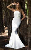 MNM Couture N0465 strapless mermaid gown with crumbcatcher bodice and sweep train. | Couture Shop LA