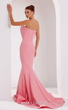 MNM Couture N0465 strapless mermaid gown with crumbcatcher bodice and sweep train. | Couture Shop LA