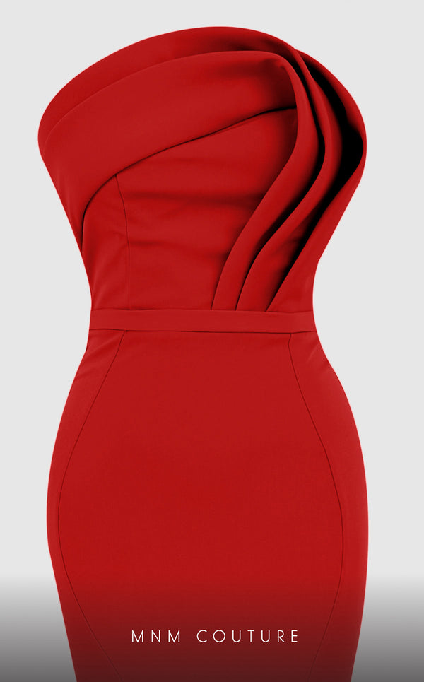 MNM Couture N0465 strapless mermaid gown with crumbcatcher bodice and sweep train. | Couture Shop LA