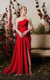 Strapless ball gown with 3D draped bust, sleek overskirt, and corset-lined fitted design. | Couture Shop LA