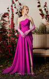 MNM Couture N0503 : Modern Elegance with 3D Draped Detailing and Sleek Overskirt.