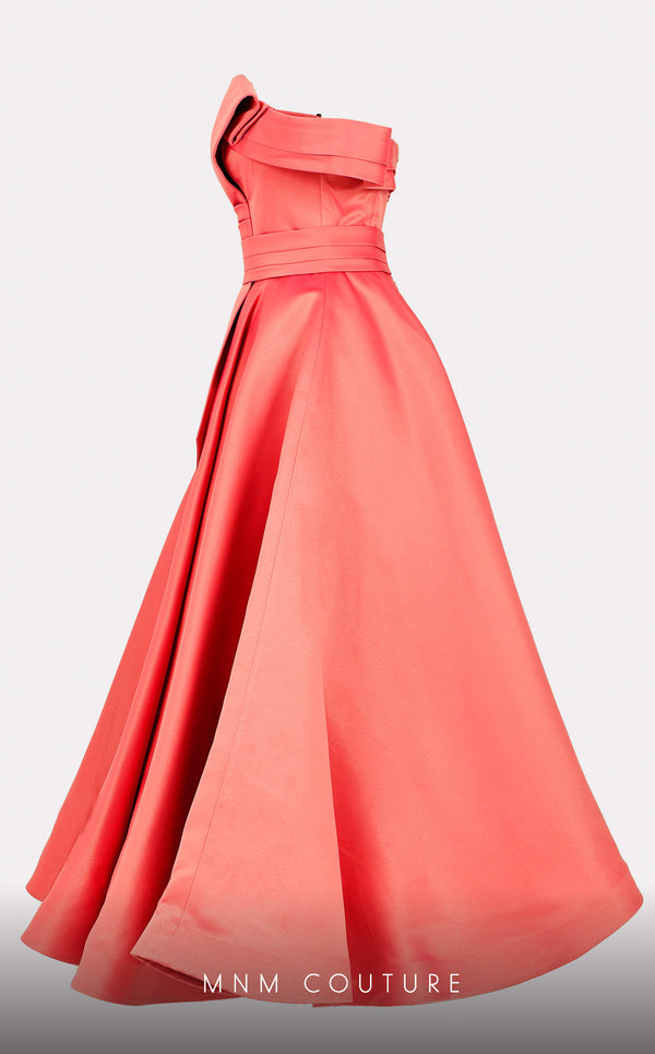 Mikado A-line midi dress with off-shoulder design and ruched detailing for stylish occasions. | Couture Shop LA