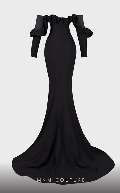 Strapless crepe mermaid gown with belt detail emphasizing the waistline for formal elegance. | Couture Shop LA