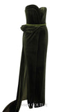 Strapless velvet evening gown with sweetheart neckline and slit for a classic and bold look. | Couture Shop LA