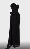 Strapless velvet evening gown with sweetheart neckline and slit for a classic and bold look. | Couture Shop LA