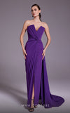 MNM Couture N0532 sheath gown with plunged neckline, overskirt, and elegant train. | Couture Shop LA