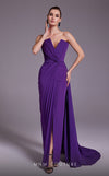 MNM Couture N0532 sheath gown with plunged neckline, overskirt, and elegant train. | Couture Shop LA