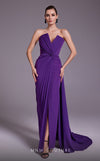 MNM Couture N0532 sheath gown with plunged neckline, overskirt, and elegant train. | Couture Shop LA