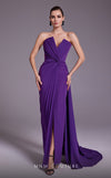 MNM Couture N0532 sheath gown with plunged neckline, overskirt, and elegant train. | Couture Shop LA