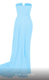 MNM Couture N0532 sheath gown with plunged neckline, overskirt, and elegant train. | Couture Shop LA
