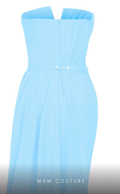 MNM Couture N0532 sheath gown with plunged neckline, overskirt, and elegant train. | Couture Shop LA