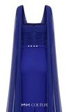 Bridesmaid Dress MNM Couture N0534 solid-tone ruched sheath gown with long shoulder drape. | Couture Shop LA