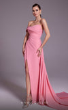 MNM Couture N0535 : Asymmetric Sleeve Sarong Gown