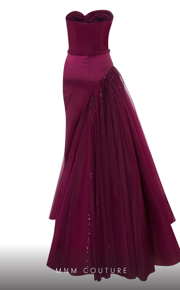 MNM Couture N0536 asymmetric A-line gown with bead embellishment. | Couture Shop LA