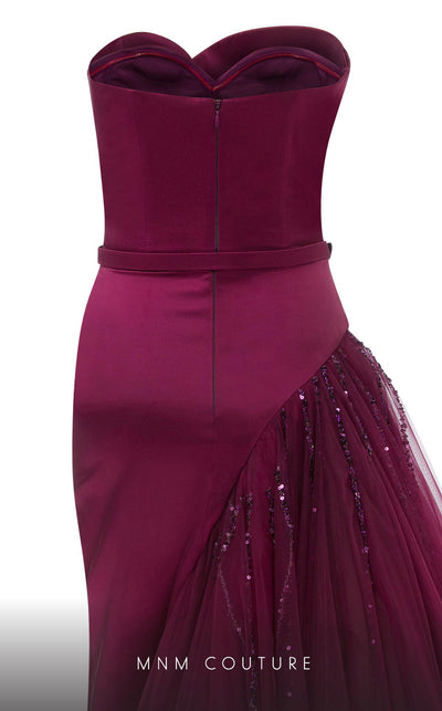 MNM Couture N0536 asymmetric A-line gown with bead embellishment. | Couture Shop LA