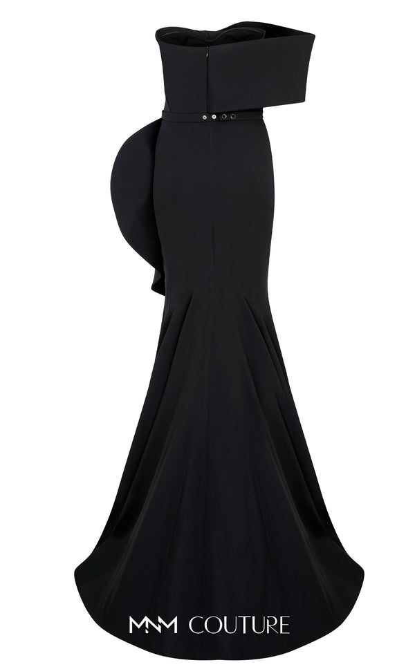 MNM Couture N0546 strapless high-low mermaid gown with ruffles and asymmetrical hem. | Couture Shop LA