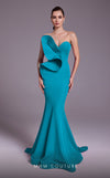 MNM Couture N0548 strapless mermaid gown with drape accent bodice and horsehair hem. | Couture Shop LA