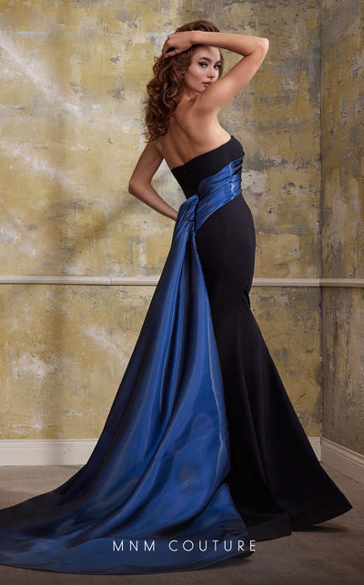MNM Couture N0559 sleeveless column gown with organza pleating. | Couture Shop LA