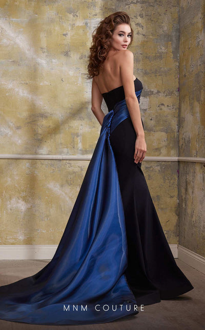 MNM Couture N0559 sleeveless column gown with organza pleating. | Couture Shop LA