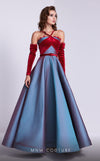 MNM Couture N0560 : A-Line Gown with Detachable Sleeves and Lace Trim