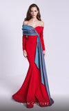 MNM Couture N0561 off-shoulder mermaid gown with draped bust. | Couture Shop LA