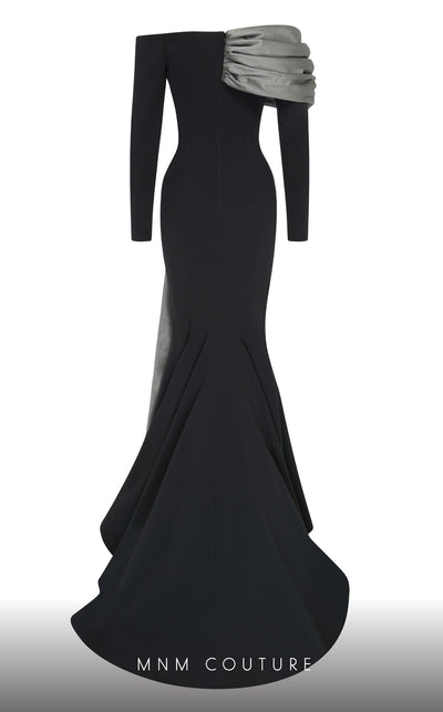 MNM Couture N0561 off-shoulder mermaid gown with draped bust. | Couture Shop LA