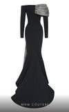 MNM Couture N0561 off-shoulder mermaid gown with draped bust. | Couture Shop LA
