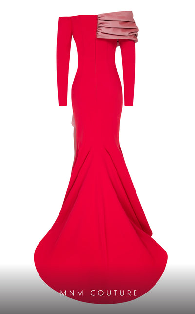 MNM Couture N0561 off-shoulder mermaid gown with draped bust. | Couture Shop LA