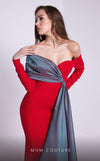 MNM Couture N0561 off-shoulder mermaid gown with draped bust. | Couture Shop LA