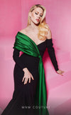MNM Couture N0561 off-shoulder mermaid gown with draped bust. | Couture Shop LA