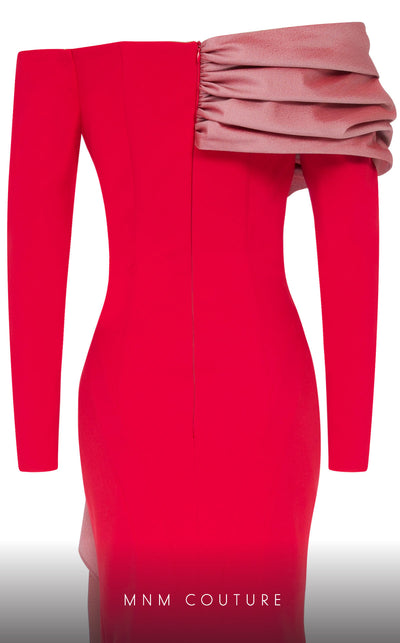 MNM Couture N0561 off-shoulder mermaid gown with draped bust. | Couture Shop LA