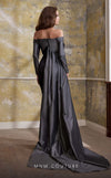 MNM Couture N0565 black velvet gown with draped bust and Roman-style skirt | Couture Shop LA
