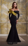 MNM Couture N0566 mermaid gown with pleated organza and train. | Couture Shop LA