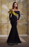 MNM Couture N0566 : Pleated Organza Off-Shoulder Mermaid Gown with Train