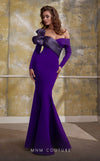 MNM Couture N0566 : Pleated Organza Off-Shoulder Mermaid Gown with Train