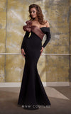 MNM Couture N0566 mermaid gown with pleated organza and train. | Couture Shop LA