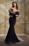 MNM Couture N0566 mermaid gown with pleated organza and train. | Couture Shop LA