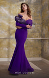 MNM Couture N0566 : Pleated Organza Off-Shoulder Mermaid Gown with Train