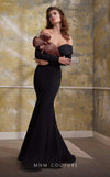 MNM Couture N0566 mermaid gown with pleated organza and train. | Couture Shop LA