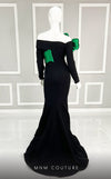 MNM Couture N0566 mermaid gown with pleated organza and train. | Couture Shop LA