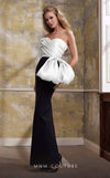 MNM Couture N0568 asymmetrical off-shoulder gown with draped detailing. | Couture Shop LA