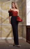 MNM Couture N0568 asymmetrical off-shoulder gown with draped detailing. | Couture Shop LA