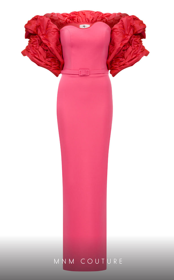 MNM Couture N0569 sleeveless column gown with bolero sleeves. | Couture Shop LA