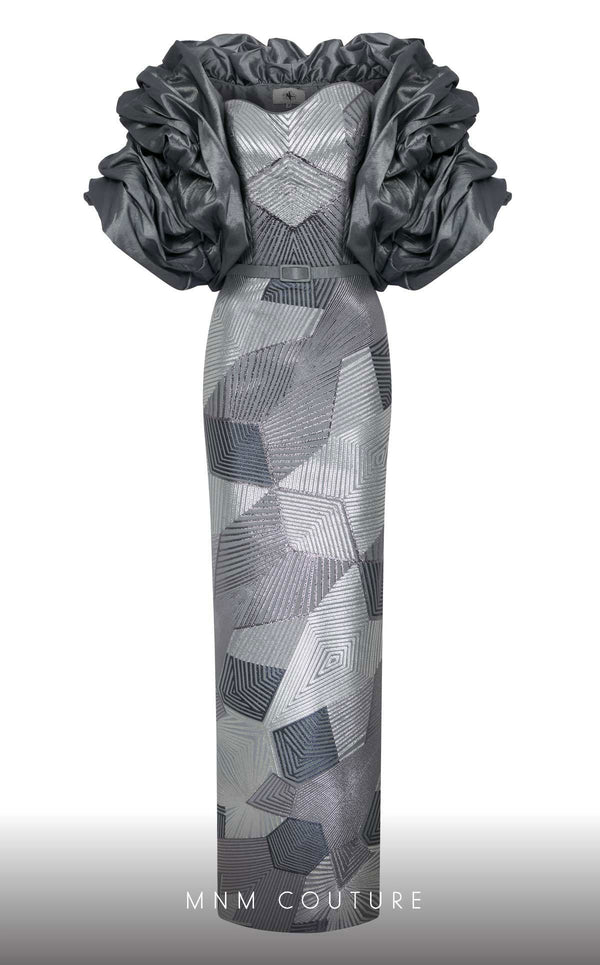 MNM Couture N0590 strapless gown with detachable puff sleeves. | Couture Shop LA