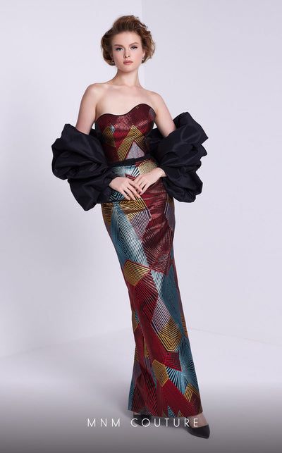 MNM Couture N0590 strapless gown with detachable puff sleeves. | Couture Shop LA