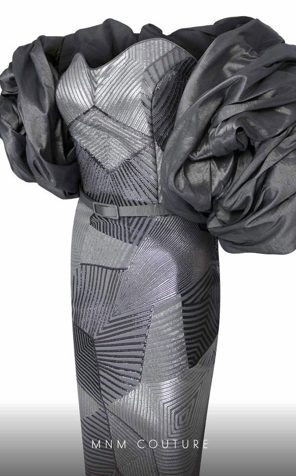 MNM Couture N0590 strapless gown with detachable puff sleeves. | Couture Shop LA