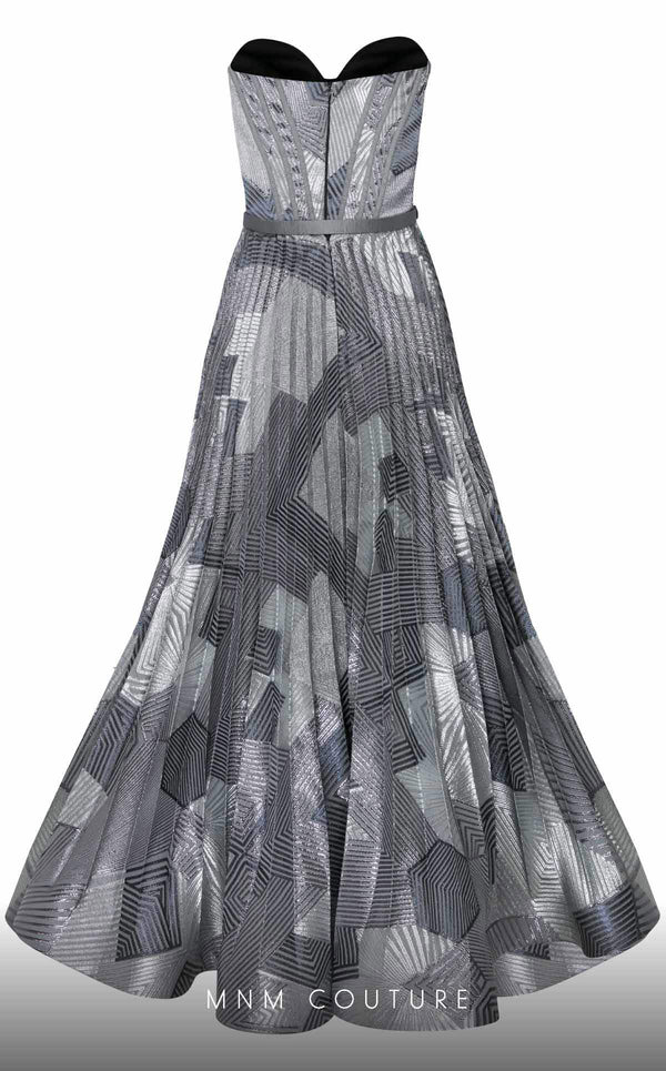 MNM Couture N0591 strapless tea-length dress with piped bustier and pleated organza skirt. | Couture Shop LA