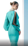 MNM Couture N0605 high V-neck mermaid gown with puffed sleeves. | Couture Shop LA
