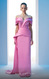 MNM Couture N0607 cap sleeve satin gown with draped detailing. | Couture Shop LA