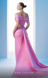 MNM Couture N0607 cap sleeve satin gown with draped detailing. | Couture Shop LA